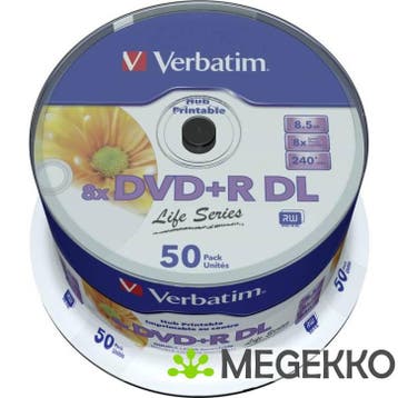 Verbatim DVD+R DL 8X 50st Spindle Printable, Computers en Software, Verzenden, Nieuw, Verbatim
