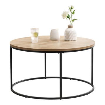 [en.casa] Salontafel Kuhmoinen rond 45x80 cm zwart mat en ho, Verzenden, Nieuw
