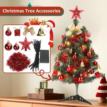 Kerstboom met verlichting - Kunstkerstboom - 60 cm - Met sta, Verzenden, Zo goed als nieuw