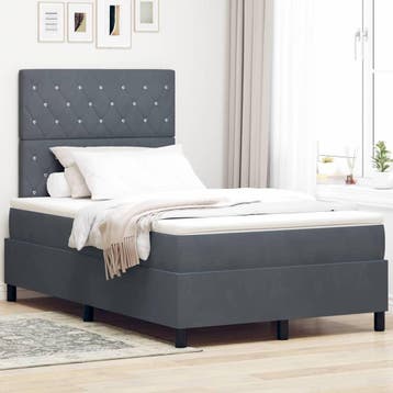 vidaXL Boxspringbed met matras Donkergrijs 120 x 200 cm, Verzenden, Nieuw, Grijs, Stof