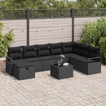 vidaXL Bankstel 6 st poly rattan, Tuin en Terras, Verzenden, Nieuw, Rotan, 6 zitplaatsen