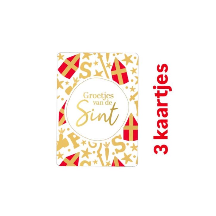 3x mini kaartje - Groetjes van de sint - mijter - staf -..., Diversen, Wenskaarten, Nieuw, Ophalen of Verzenden