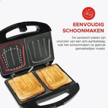 2dekans | Bourgini Sandwich Maker XXL - Tosti Apparaat -, Ophalen of Verzenden, Zo goed als nieuw