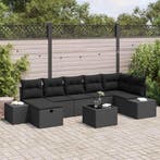 vidaXL Tuin Sofa Set met kussen 8 pcs Zwart poly rattan, Verzenden, Nieuw, Rotan, 8 zitplaatsen