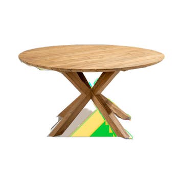 Callisto Timor recycled teak tafel 150cm rond - Tuintafel, Nieuw