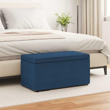 vidaXL Kruk Blauw 81 x 41 x 40 cm Stof en Geëngineerd Hout, Verzenden, Nieuw
