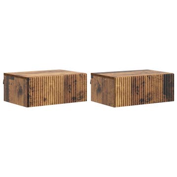 vidaXL Wandbeugel Bedkast met lade 2 pcs Oud hout 49 x 34,5, Minder dan 45 cm, Verzenden, Nieuw, Minder dan 55 cm