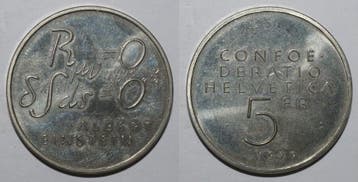 5 Francs Suisse Schweiz Km 58 5 Franken 1979 100 Jahre Al..., Postzegels en Munten, Munten | Europa | Niet-Euromunten, Verzenden