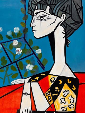 Jacqueline met Bloemen – Handgeschilderd Picasso, Ophalen of Verzenden, Nieuw