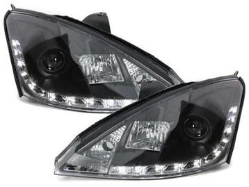 Koplampen Ford Focus 01-04 Devil Eyes real DRL LED Zwart, Auto-onderdelen, Ophalen of Verzenden, Nieuw