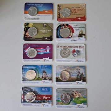 Nederland. Coincard 2008/2016, Lot van 10 stuks (Zonder