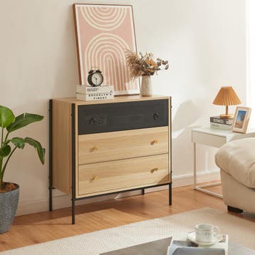 Commode Tysnes dressoir 80x80x40 cm eikenkleurig en zwart [e, Verzenden, Nieuw