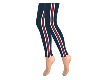 Dames legging - Katoen - Streep - Marine, Verzenden, Nieuw