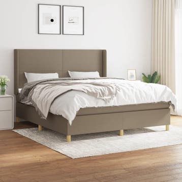 vidaXL Boxspring met matras stof taupe 180x200 cm, Eenpersoons, Verzenden, Nieuw, 80 cm