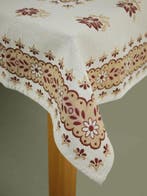 Tafelkleed Flower 140 x 140 cm - NIEUW retro vintage beige, Ophalen of Verzenden, Nieuw, Vierkant, Binnen