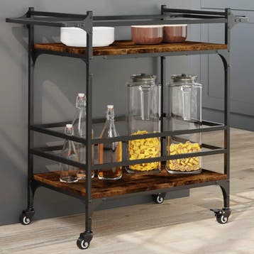 vidaXL Keukentrolley 82x40x78,5 cm bewerkt hout gerookt, Verzenden, Nieuw