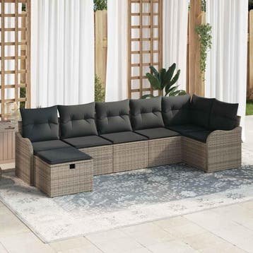 vidaXL Tuin Sofa Set 7 st Poly riet, Tuin en Terras, Verzenden, Nieuw, 7 zitplaatsen