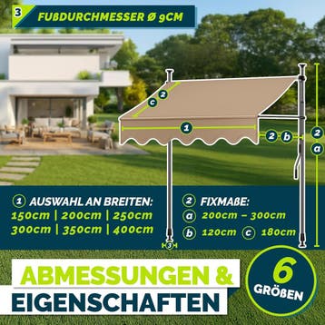Klemluifel - Balkon luifel - Verticale luifel - 300 cm - Tau, Tuin en Terras, Zonneschermen, Verzenden, Zo goed als nieuw