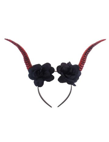 Demon Devil Diadeem Met Zwarte Bloemen, Kleding | Dames, Ophalen of Verzenden, Nieuw