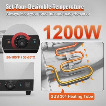 Professionele Dubbele Soepwarmer 1200W - 2x 7.4QT RVS - Buff, Verzenden, Nieuw in verpakking
