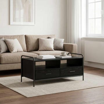 vidaXL Salontafel Zwart eiken 99,5 x 49 x 46 cm Bewerkt hout, Huis en Inrichting, Verzenden, Nieuw, Overige houtsoorten, Minder dan 50 cm