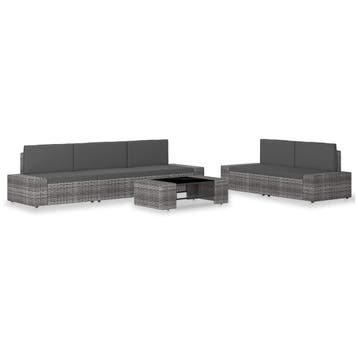 vidaXL 6-delige Loungeset poly rattan grijs, Verzenden, Nieuw, 6 zitplaatsen, Loungeset