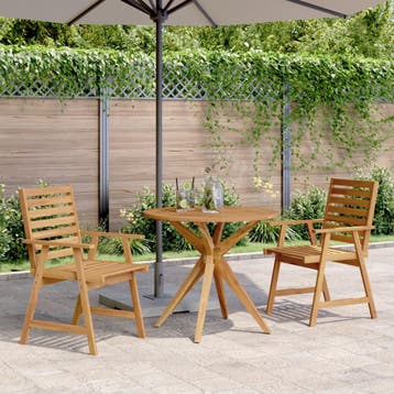 vidaXL 3-delige Tuinset massief acaciahout, 2 zitplaatsen, Nieuw, Tuinset, Verzenden