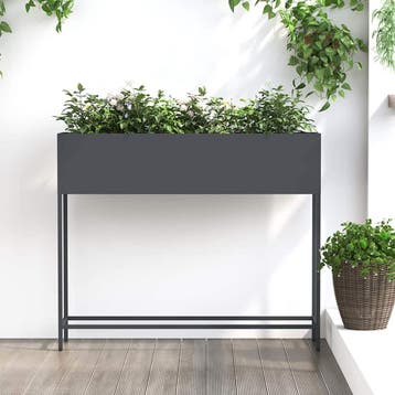vidaXL Verhoogde Tuin Plantbak Antraciet 100 x 26 x 82 cm, Tuin en Terras, Verzenden, Minder dan 60 cm, Nieuw, Metaal