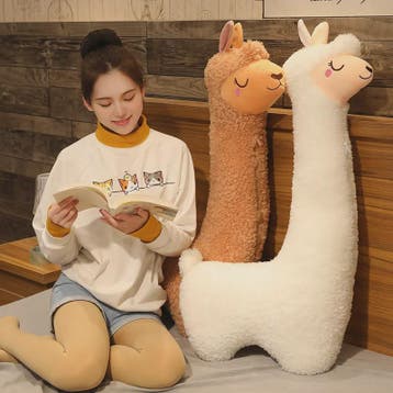 XL Alpaca Knuffelkussen 130cm - Zacht Pluche Llama Kussen vo