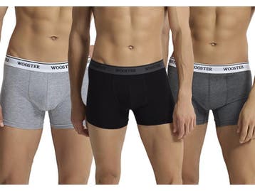 3-Pack WOOSTER® Heren Boxershorts - Zwart-Grijs-Antraciet, Verzenden