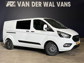 Ford Transit Custom 2.0 TDCI 131pk L2H1 Dubbele Cabine Euro6, Stof, Gebruikt, Wit, Dealer onderhouden