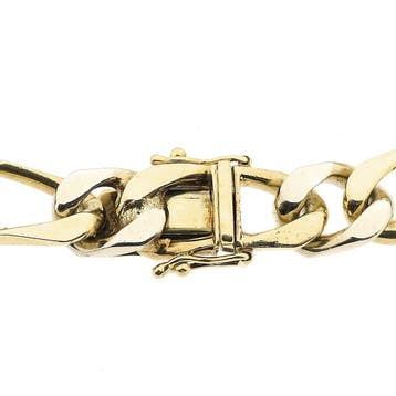Bicolor gouden wijde gourmet schakelarmband, Ophalen of Verzenden, Gebruikt, Goud, Goud