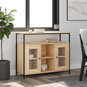 vidaXL Dressoir 100x35x80 cm bewerkt hout sonoma, Verzenden, Nieuw, Overige houtsoorten, Minder dan 50 cm