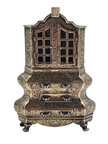 Beeldje - Groot miniatuur van een kabinet kast - Koper, Antiek en Kunst