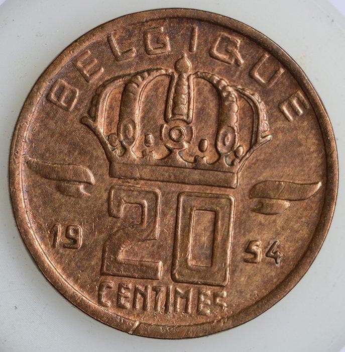 België. Prins Karel. 20 Centimes 1954 FR, Postzegels en Munten, Munten | Nederland