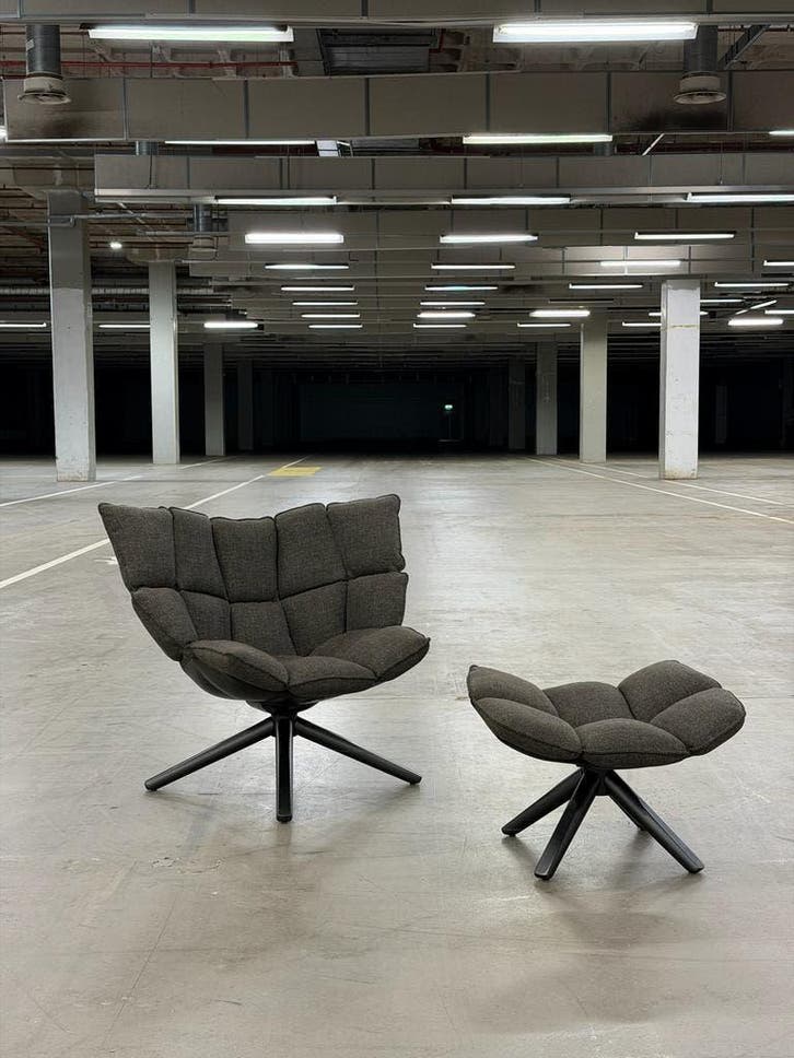 BB Italia Husk Fauteuil + Ottoman | NIEUWSTAAT + Garantie, Huis en Inrichting, Fauteuils, 75 tot 100 cm, 75 tot 100 cm, Zo goed als nieuw