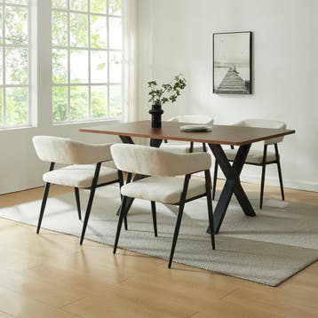Eetkamerstoel Kohlmand set van 4 beige en zwart [en.casa], Huis en Inrichting, Verzenden, Nieuw