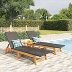 vidaXL 3-delige Loungeset poly rattan en massief acaciahout, Tuin en Terras, Verzenden, Nieuw