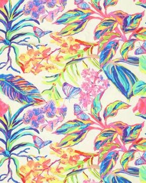 Viscose Linnen Butterfly Garden Off White, Nieuw, Wit