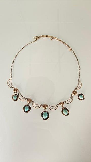 Halsketting - 8 karaat Geel goud Turquoise - Turquoise -, Nieuw