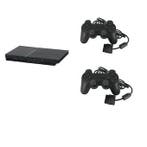 Playstation 2 Console Slim Zwart + 2 Nieuwe Controllers (..., Spelcomputers en Games, Spelcomputers | Sony PlayStation 2, Ophalen of Verzenden
