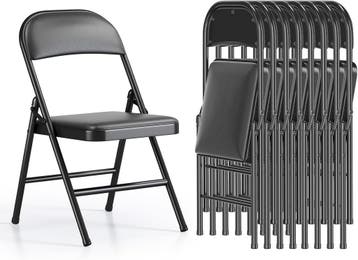 Klapstoelen - Vouwstoelen - Set van 8 - Eettafelstoelen - Zw, Caravans en Kamperen, Verzenden, Zo goed als nieuw