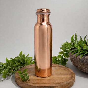 Puur koperen waterfles glad gepolijst ± 950 ml (zware, Ophalen of Verzenden, Nieuw