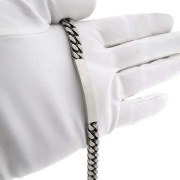 Zilveren robuuste gourmetschakel armband met graveerplaat..., Ophalen of Verzenden, Gebruikt, Zilver, Zilver