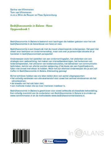 havo / Bedrijfseconomie in Balans / opgavenboek 1, Verzenden, Gelezen, Tom van Vlimmeren