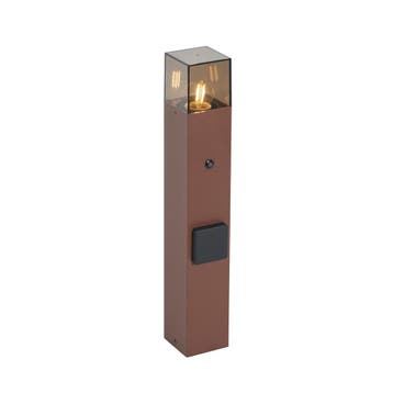 Industrieel buiten paaltje roestbruin met smoke glas 50cm, Verzenden, Nieuw, Aluminium