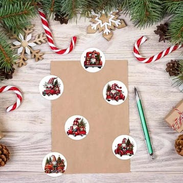 Sluitstickers kerstetiketten kerststickers rode truck &, Ophalen of Verzenden, Nieuw