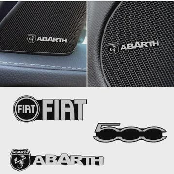 Auto Audio Badge Stickers Set - Fiat 500, 500x, Punto, Panda, Nieuw