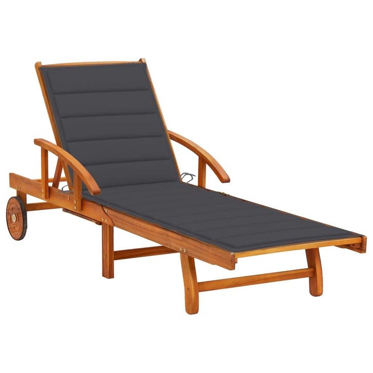 vidaXL Ligbed met kussen massief acaciahout, Tuin en Terras, Ligbedden, Nieuw, Verzenden