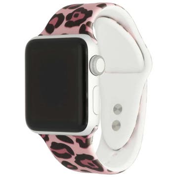 Apple Watch print bandje - siliconen - panter lichtroze, Verzenden, Nieuw